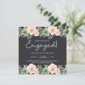 Peach Green Navy Pastel Floral Elegant Verloving (Staand voorkant)