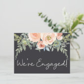 Peach Green Navy Pastel Floral Elegant Verloving (Staand voorkant)