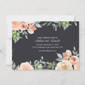 Peach Green Navy Pastel Floral Elegant Verloving (Achterkant)