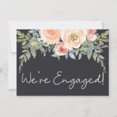 Peach Green Navy Pastel Floral Elegant Verloving (Voorkant)