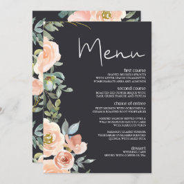 Peach Green Navy Pastel Floral Wedding Menu