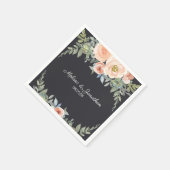 Peach Green Navy Pastel Floral Wedding Napkins Servet (Hoek)