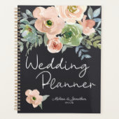 Peach Green Navy Pastel Floral Wedding Planner (Voorkant)