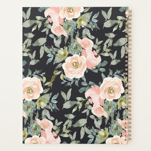 Peach Green Navy Pastel Floral Wedding Planner (Achterkant)