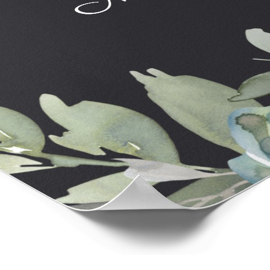 Peach Green Navy Pastel Floral Wedding Poster (Hoek)