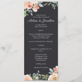 Peach Green Navy Pastel Floral Wedding Programme Programmakaart (Voorkant)