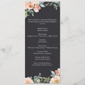 Peach Green Navy Pastel Floral Wedding Programme Programmakaart (Achterkant)