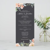 Peach Green Navy Pastel Floral Wedding Programme Programmakaart (Staand voorkant)