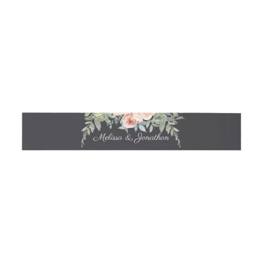 Peach Green Navy Pastel Floral Wedding Uitnodigingen Wikkel (Vlak)