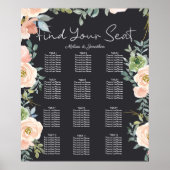 Peach Green Navy Pastel Wedding Seating Chart Poster (Voorkant)