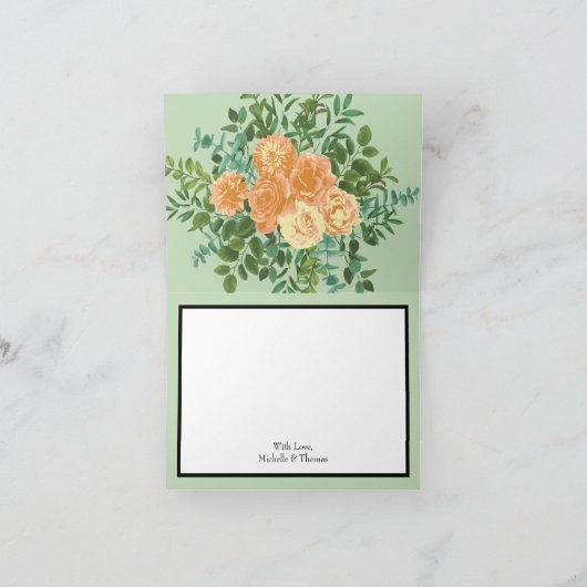 Peach Green Wedding Spring Pastel Bedankkaart (Binnen)