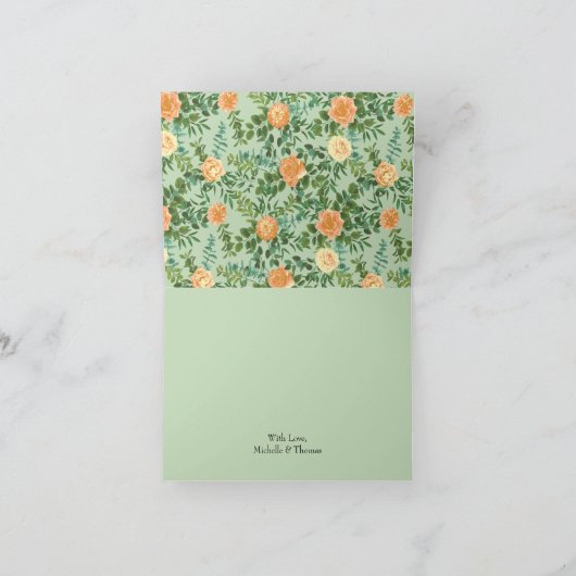 Peach Green Wedding Spring Pastel Bedankkaart (Binnen)