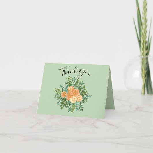 Peach Green Wedding Spring Pastel Bedankkaart (Voorkant)