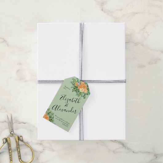 Peach Green Wedding Spring Pastel Cadeaulabel (Met Touw)