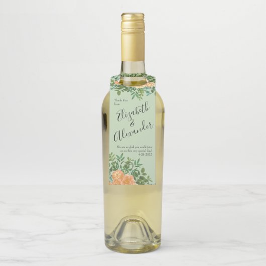 Peach Green Wedding Spring Pastel Flessenhanger (Op fles)