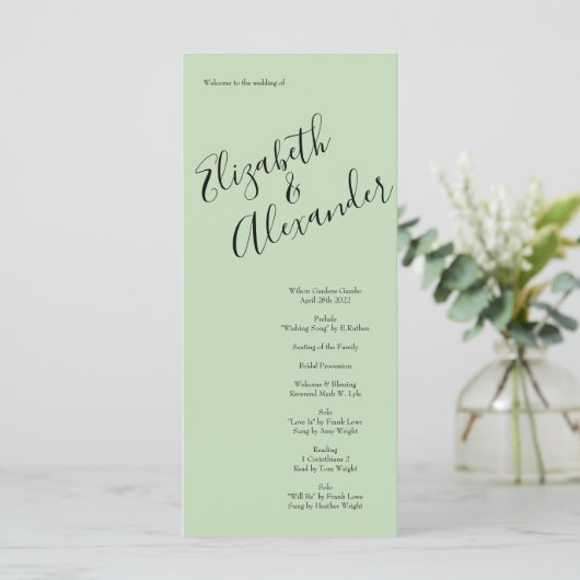Peach Green Wedding Spring Pastel Floral Menu (Staand voorkant)