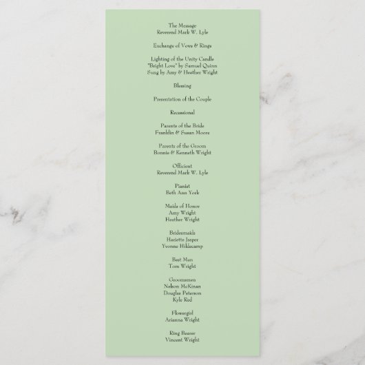 Peach Green Wedding Spring Pastel Floral Menu (Achterkant)