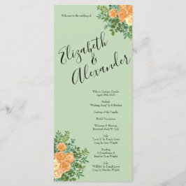Peach Green Wedding Spring Pastel Floral Menu