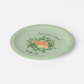 Peach Green Wedding Spring Pastel Floral Papieren Bordje (Gekanteld)