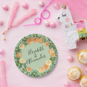 Peach Green Wedding Spring Pastel Floral Papieren Bordje (Feest)