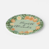 Peach Green Wedding Spring Pastel Floral Papieren Bordje (Gekanteld)