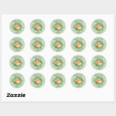 Peach Green Wedding Spring Pastel Floral Ronde Sticker (Vel)