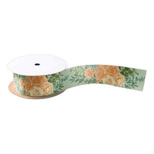 Peach Green Wedding Spring Pastel Floral Satijnen Lint