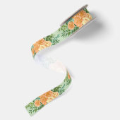 Peach Green Wedding Spring Pastel Floral Satijnen Lint (Achterkant)