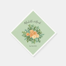 Peach Green Wedding Spring Pastel Floral Servet