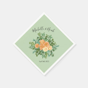 Peach Green Wedding Spring Pastel Floral Servet