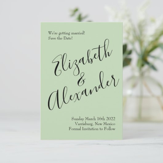 Peach Green Wedding Spring Pastel Kaart (Staand voorkant)