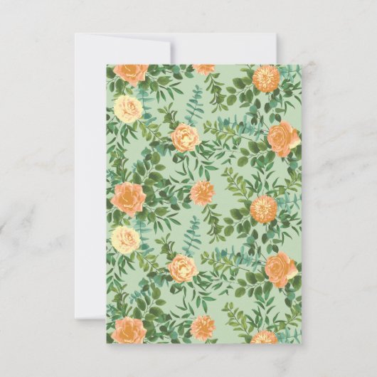 Peach Green Wedding Spring Pastel Kaart (Achterkant)