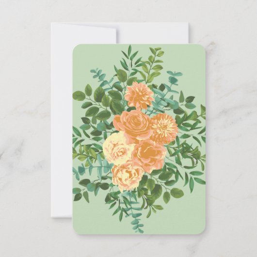 Peach Green Wedding Spring Pastel Kaart (Achterkant)