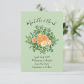 Peach Green Wedding Spring Pastel Kaart (Staand voorkant)