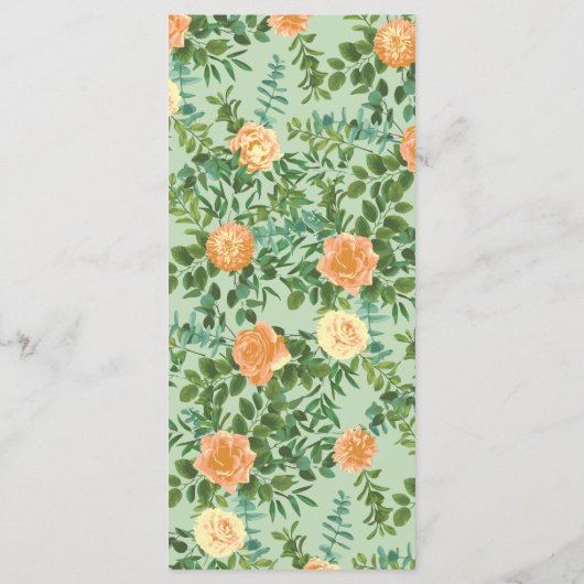 Peach Green Wedding Spring Pastel Menu (Achterkant)