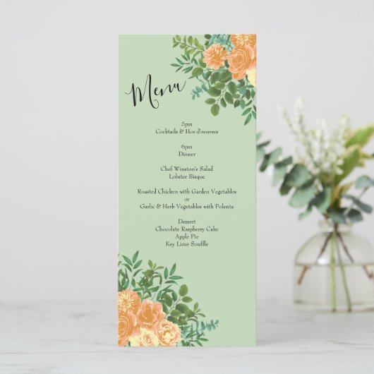Peach Green Wedding Spring Pastel Menu (Staand voorkant)