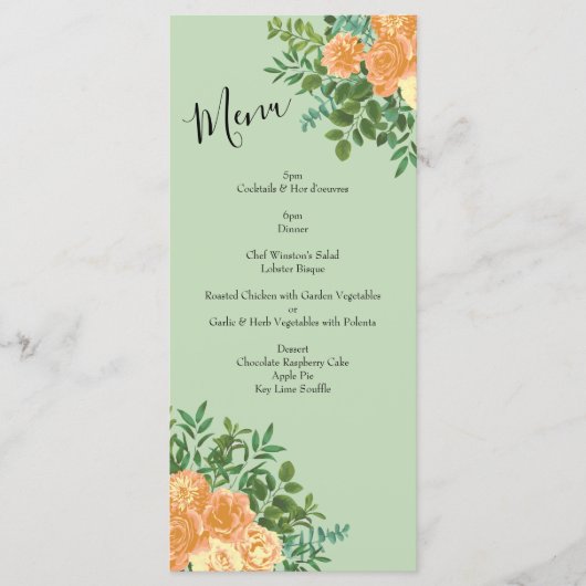 Peach Green Wedding Spring Pastel Menu (Voorkant)