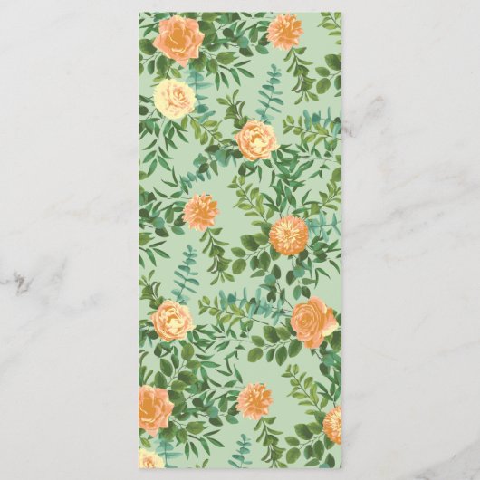 Peach Green Wedding Spring Pastel Menu (Achterkant)