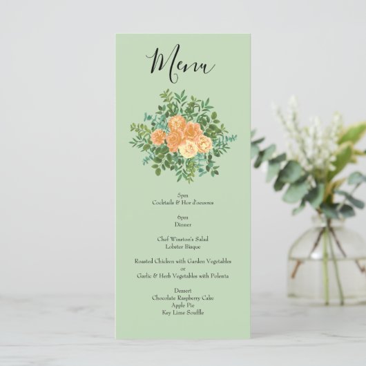 Peach Green Wedding Spring Pastel Menu (Staand voorkant)