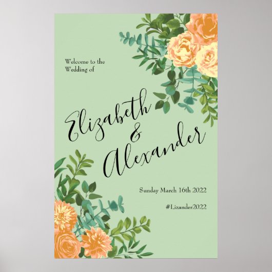 Peach Green Wedding Spring Pastel Poster (Voorkant)