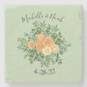 Peach Green Wedding Spring Pastel Stenen Onderzetter (Voorkant)