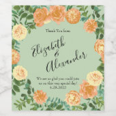 Peach Green Wedding Spring Pastel Wijn Etiket (Enkel label)