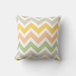Peach Green Yellow White Zigzag Chevron Pattern Kussen