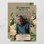 Peach Greenery begrafenis memorial aankondiging (Voorkant / Achterkant)