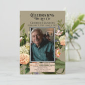 Peach Greenery begrafenis memorial aankondiging (Staand voorkant)