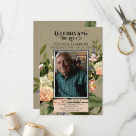 Peach Greenery begrafenis memorial aankondiging