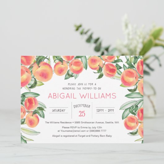 Peach Greenery Lush Spring Classic Baby shower Kaart (Staand voorkant)