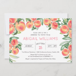 Peach Greenery Lush Spring Classic Baby shower Kaart