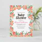 Peach Greenery Lush Spring Fruit Baby shower Kaart (Staand voorkant)