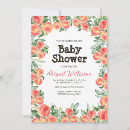 Peach Greenery Lush Spring Fruit Baby shower Kaart